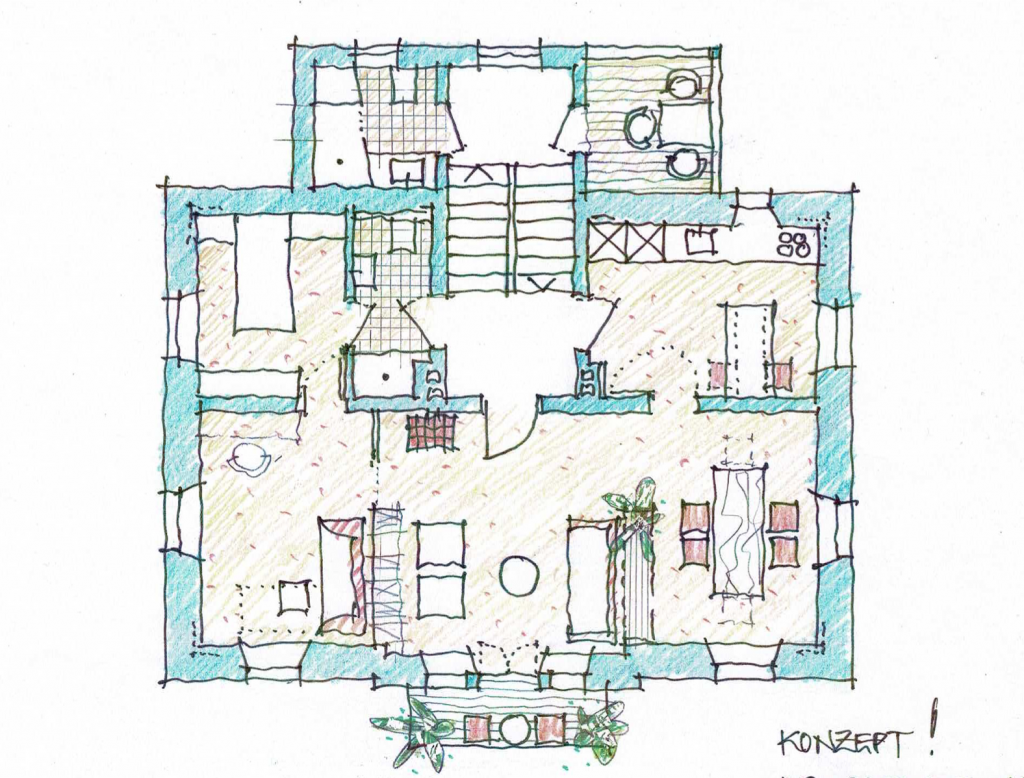 5 häufige Fehler bei der Grundrissplanung Konzept Grundriss Altbau Wohngeschoss mit 80m2
