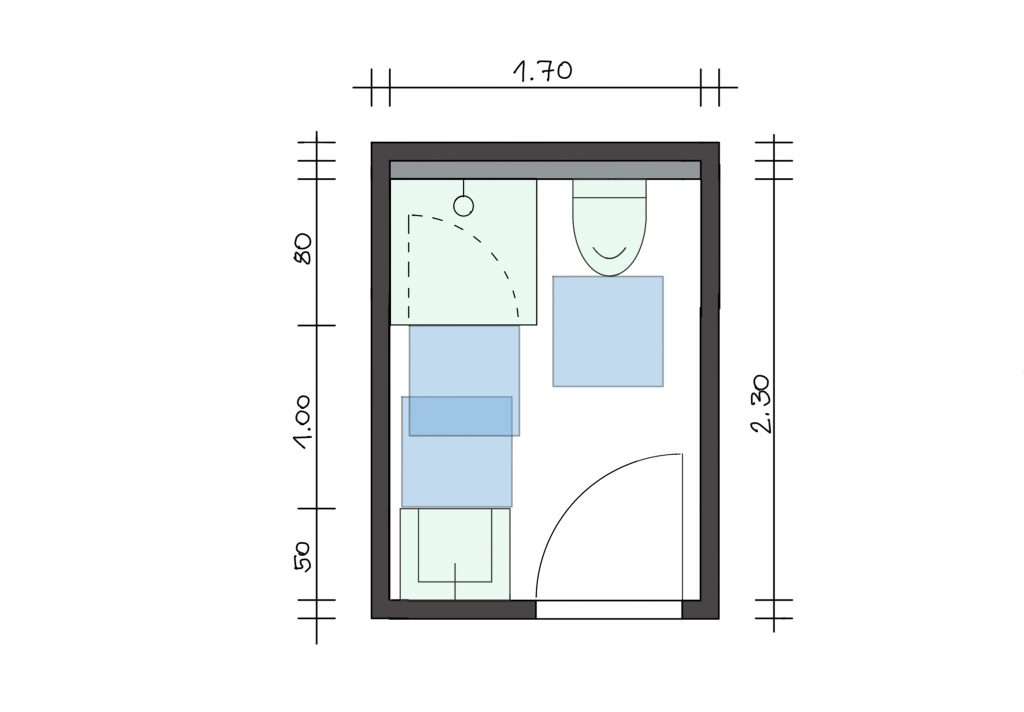 Bewegungsflächen im Grundriss; Bad