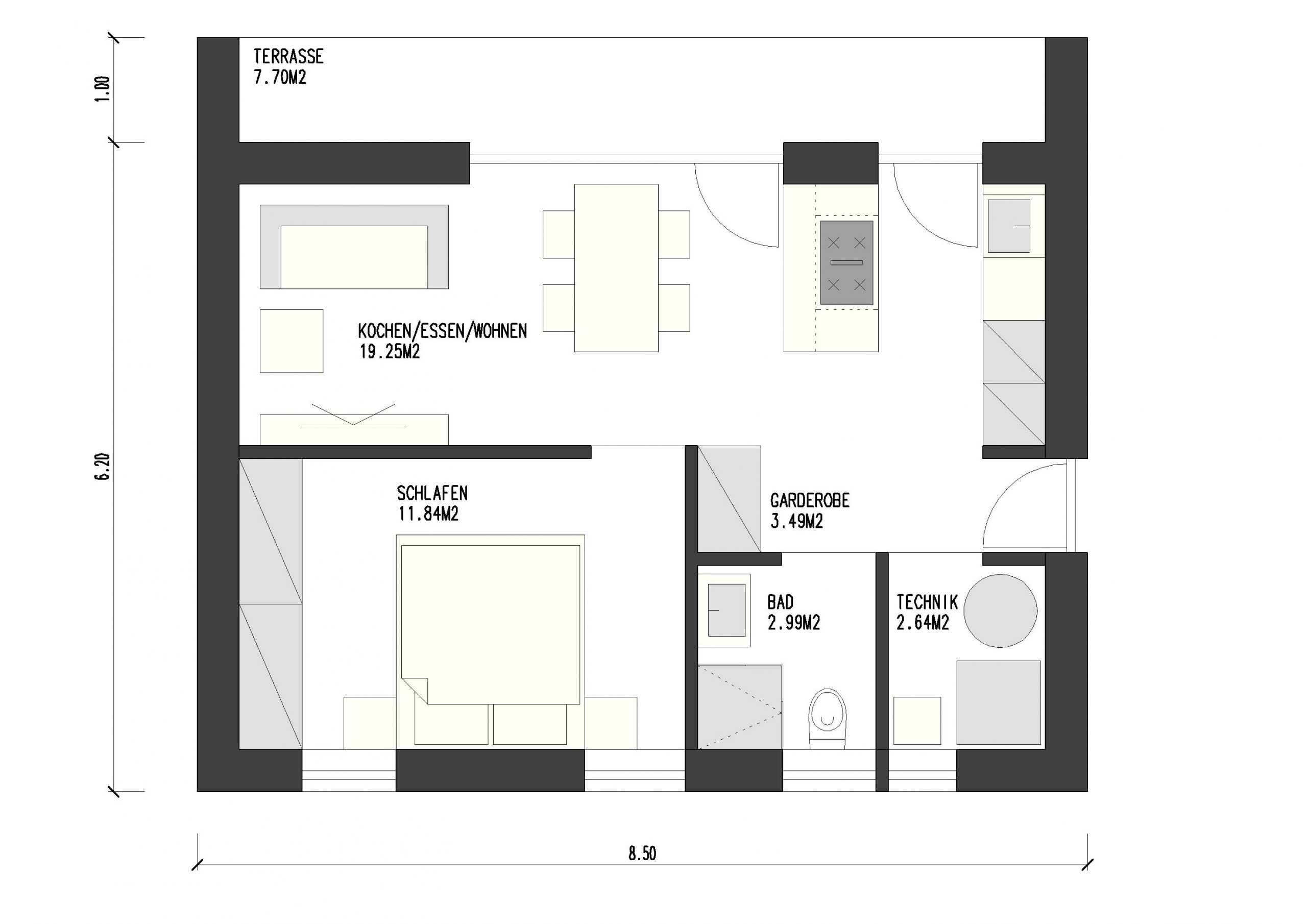 tiny house was ist möglich, grundriss 40m2