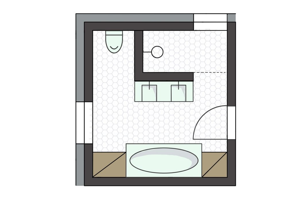 Badezimmer Grundriss planen - L-Form