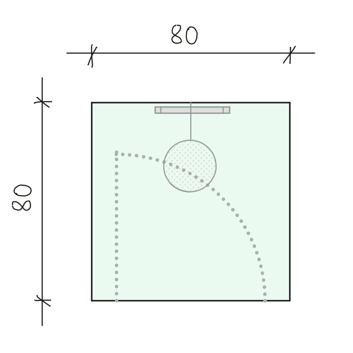 Duschgröße 80x80
