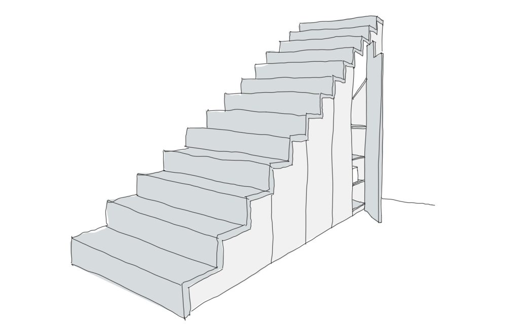 Stauraum unter der Treppe - Handskizze