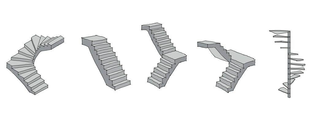 Treppe im Grundriss positionieren - Übersicht verschiedene Treppenarten