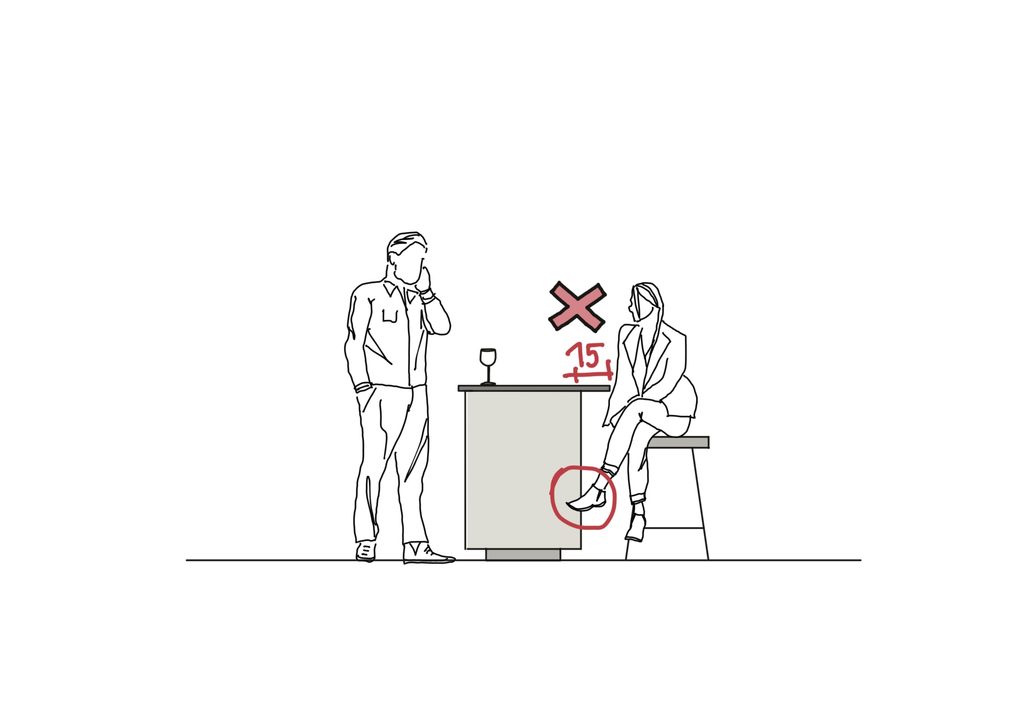 Küchentheke, Arbeitsplattenüberstand 15cm zu knapp

